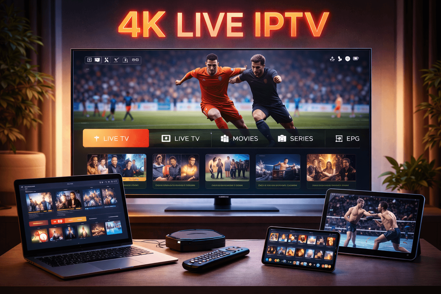 Premium 4K IPTV – Stream on Multiple Devices with 4K UHD Quality